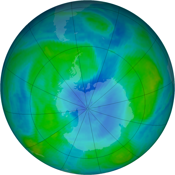 Antarctic ozone map for 21 February 2003